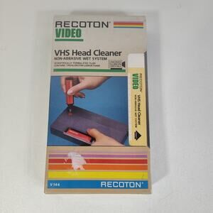 1987 Recoton VHS Video Cassette Head Cleaner Non-Abrasive Wet System for VCR NEW